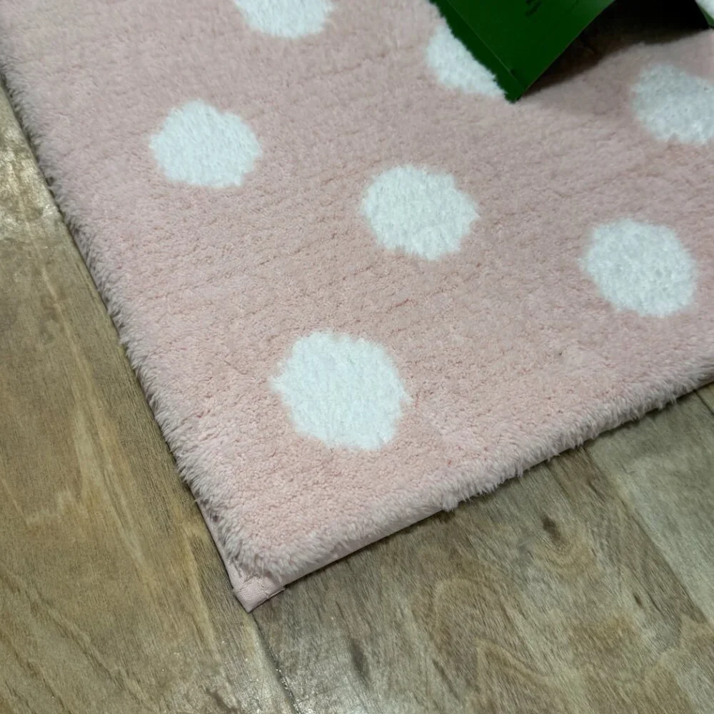 17 x 24 Kate Spade Ballet Pink White Polka Dots Bath Rug Mat Fuzzy Non Slip